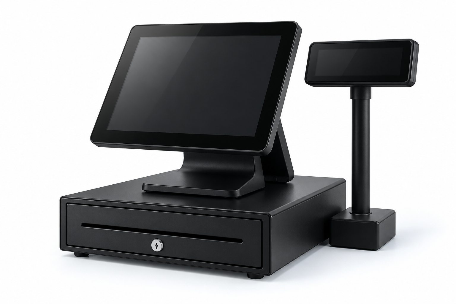 Point of sale payment terminal on a clean studio background